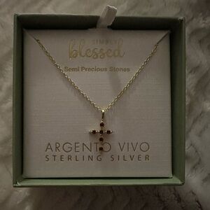 Argento Vivo Sterling Silver and Ruby Cross Necklace